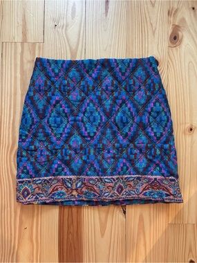 Farm Rio Tapestry Multicolor Mini Skirt with Ornate Hem